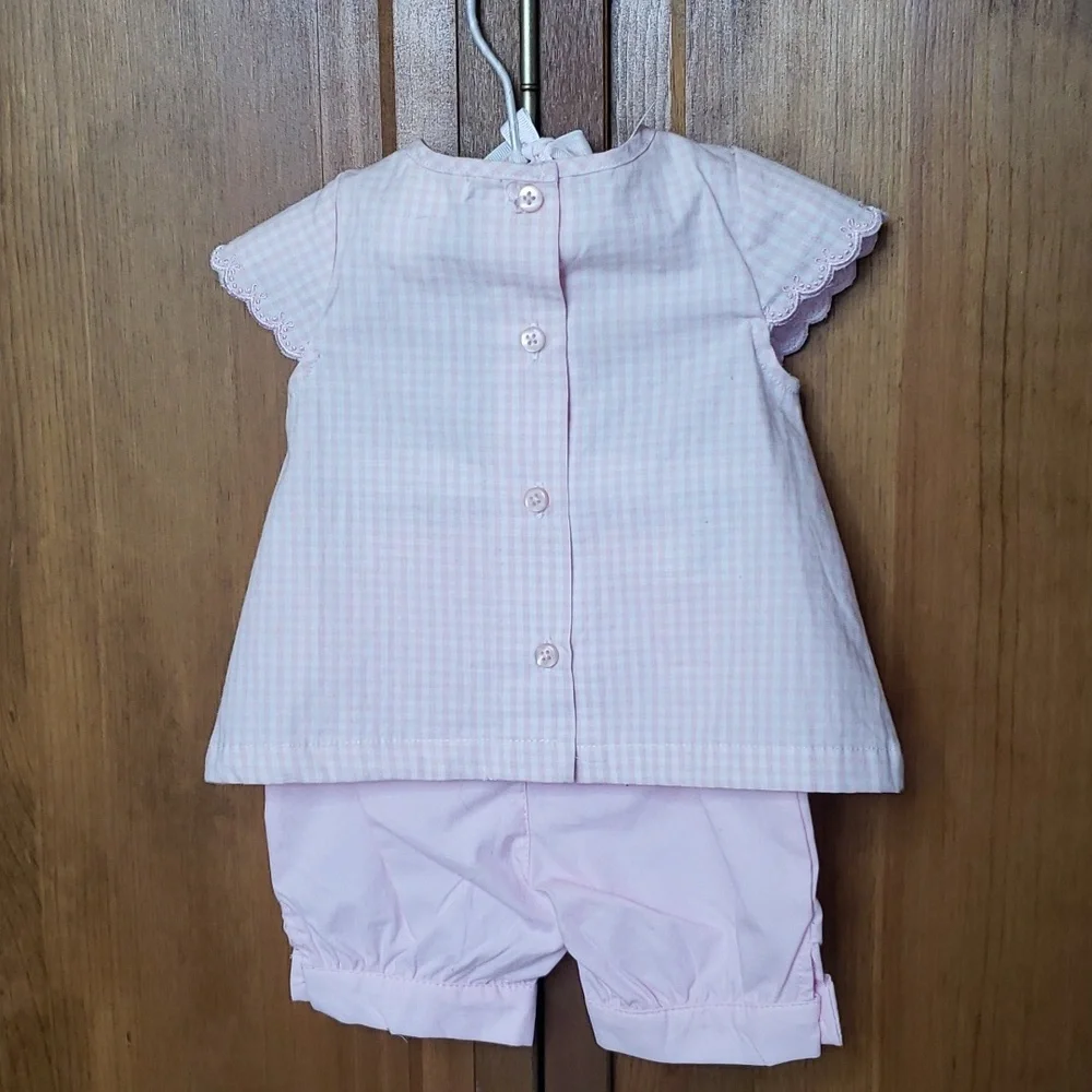 First Moments NWOT Layette Two Piece Gingham Set Sz 0-3M